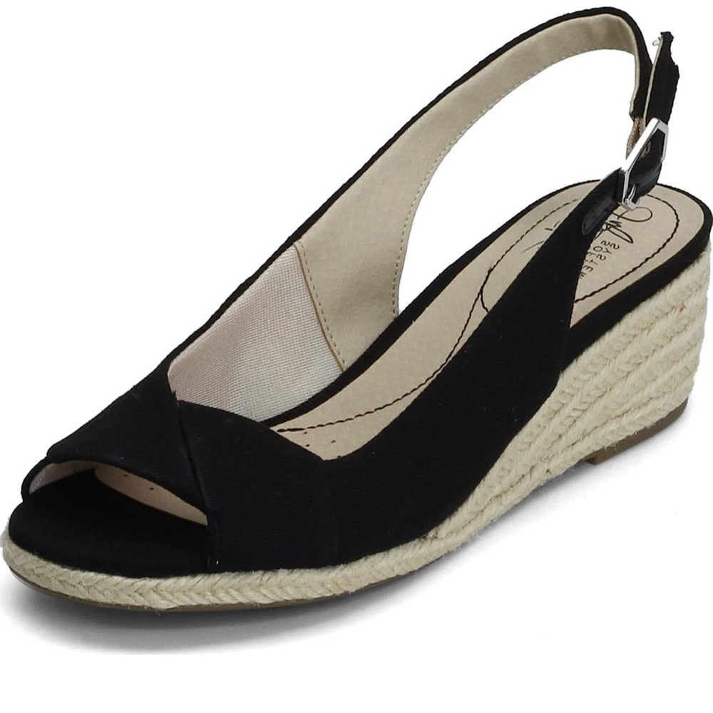 LifeStride Women's Socialite Espadrille Wedge Sandal Sz 7 Wide